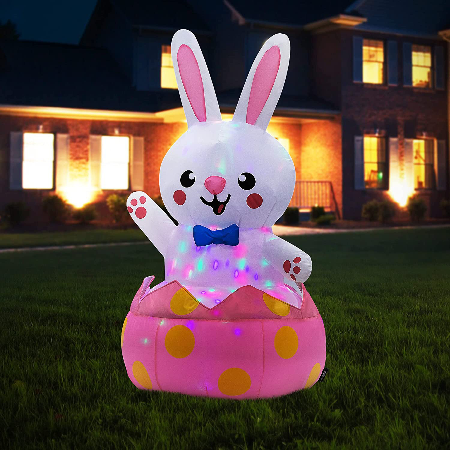 5FT Easter Inflatables Bunny Decorations with Bright outlet Led Lights for Outdoor